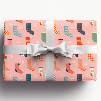 Pink Christmas Stockings | Wrapping Paper