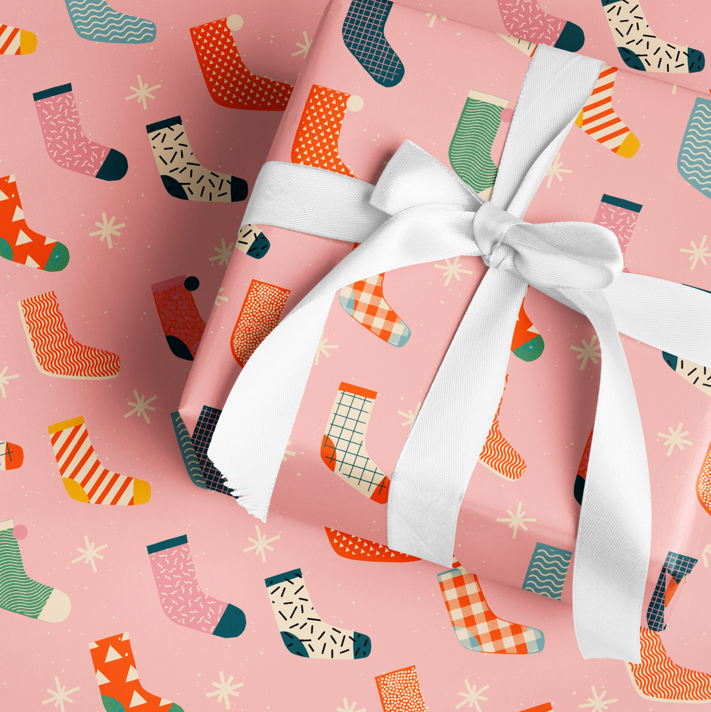 Pink Christmas Stockings | Wrapping Paper
